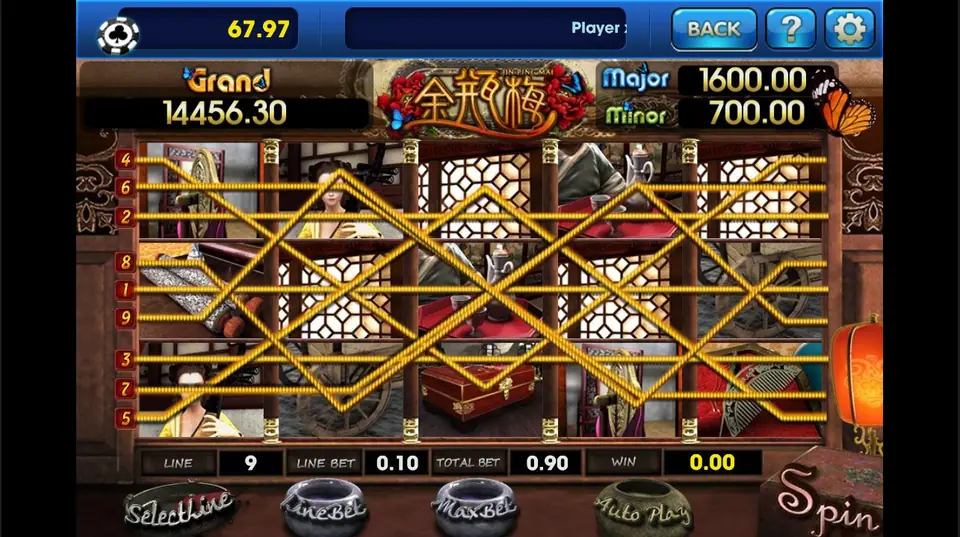 Jing Ping Mei bonus game screen in 3D Chinese style