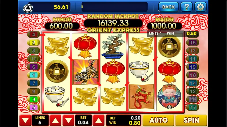 Orient Express free spins screen after landing scatter symbols