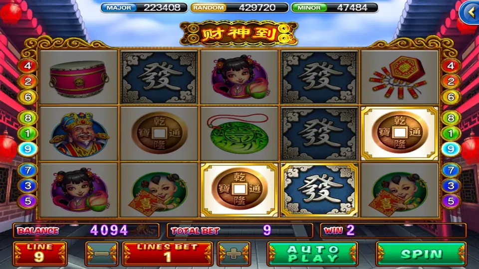 Scatter symbols spread across the God of Wealth reels