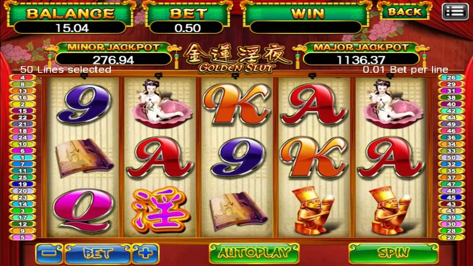 Golden Slot reels with gold symbols and jackpot counters above