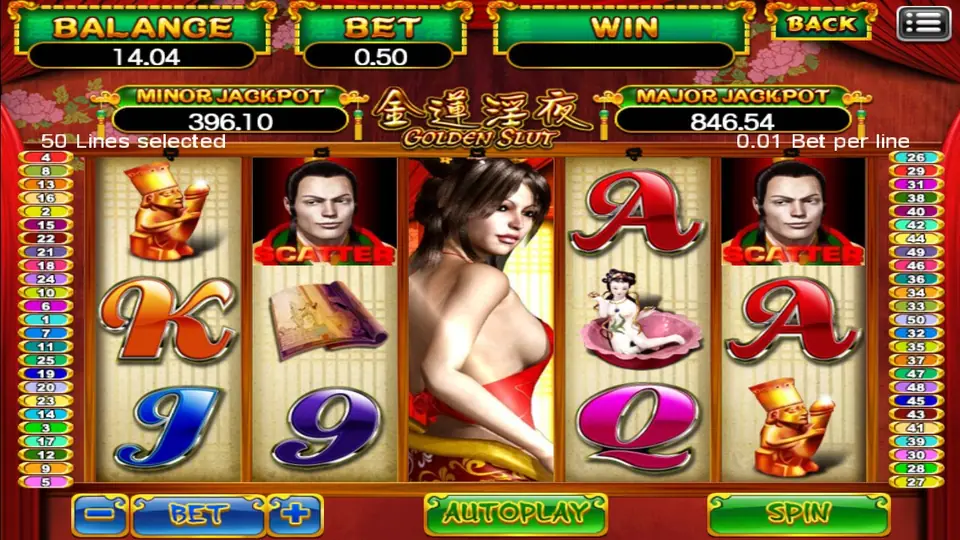 Golden Slot reels with the three jackpot counters above them