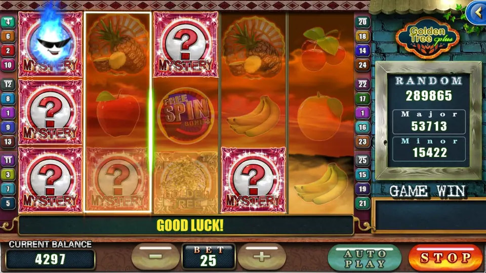 Golden Tree reels with the gold coin wild and coin bag symbols