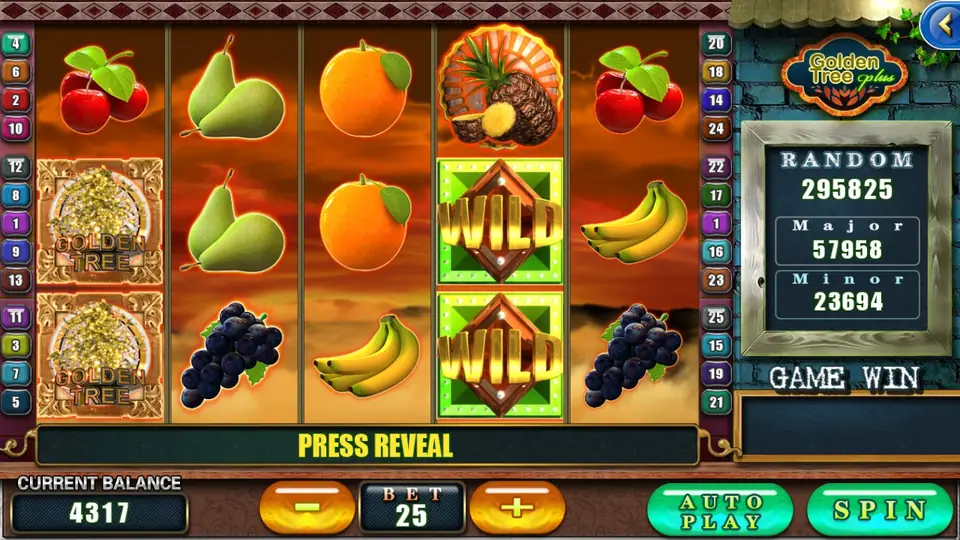 A bonus reward triggering during a Golden Tree spin