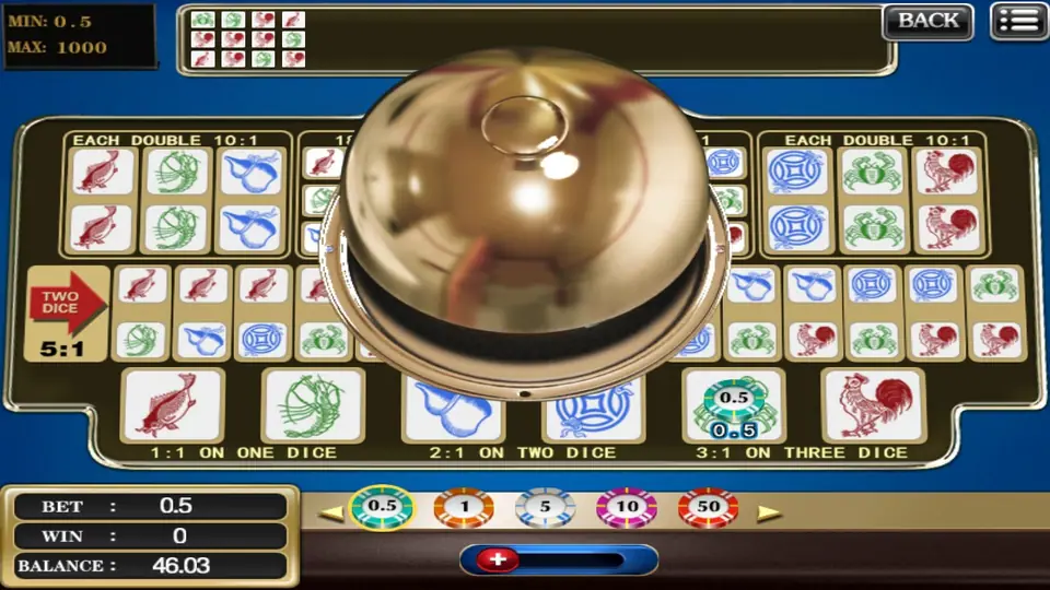 Chips placed on several symbols in a Hulu Cock round