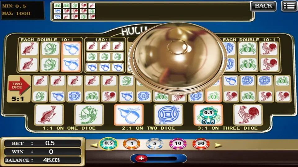 Hulu Cock round result with winning symbols highlighted