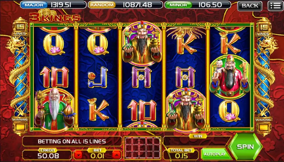 Gamble screen offered after a win in 3 Kings