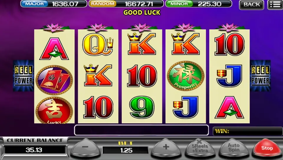 5 Koi paytable screen with symbol values