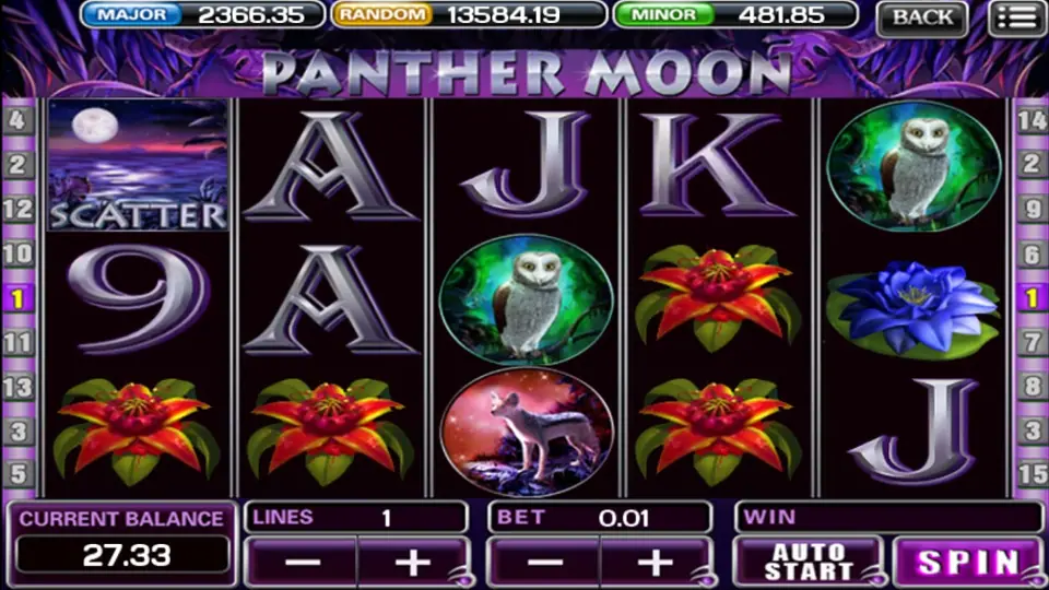 Close view of Panther Moon symbols glowing on the black reel set