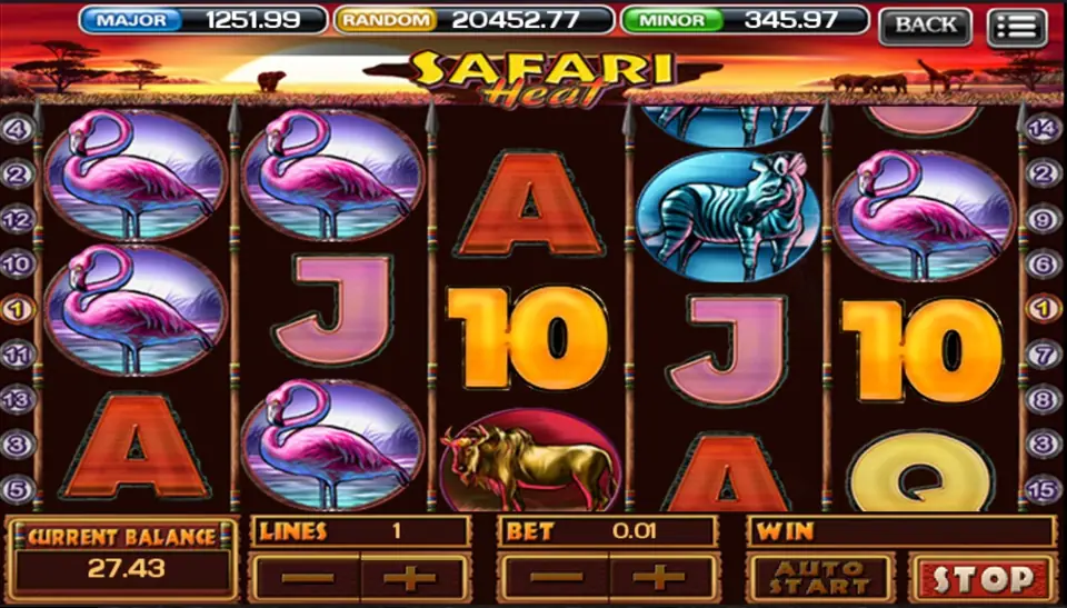 Safari Heat reels with animal symbols on the savannah backdrop