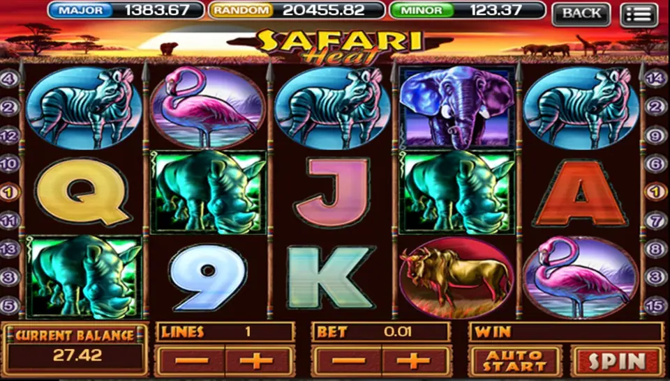 Safari Heat gamble screen with a face-down card and colour choices