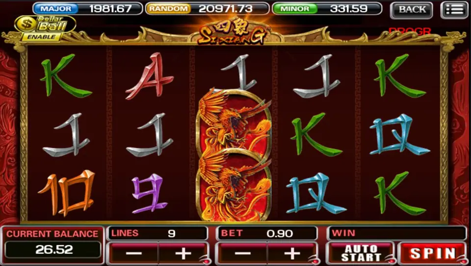 Si Xiang slot reels with the four mythical beast symbols