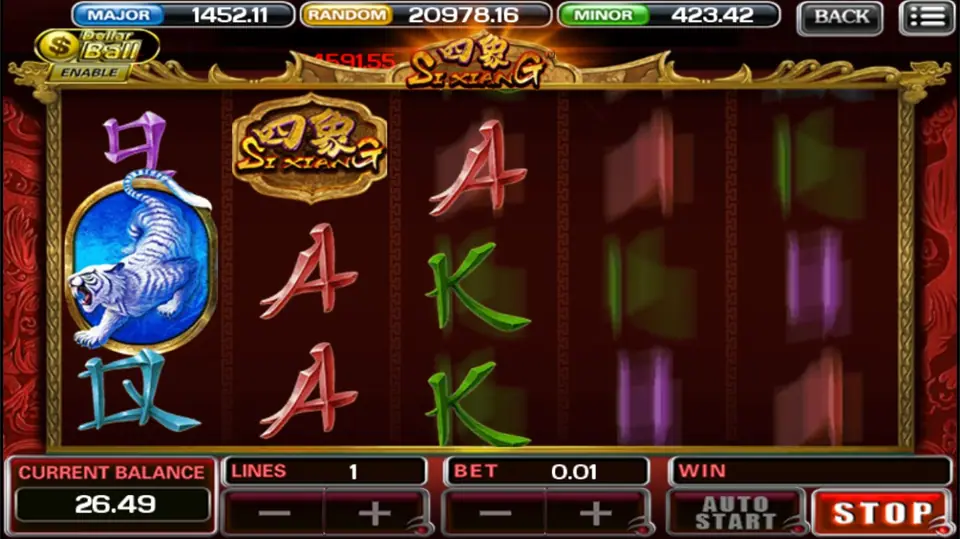 Si Xiang paytable showing beast and card symbol values