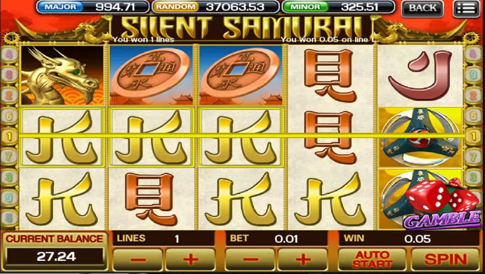Silent Samurai symbols including the samurai and Japanese icons