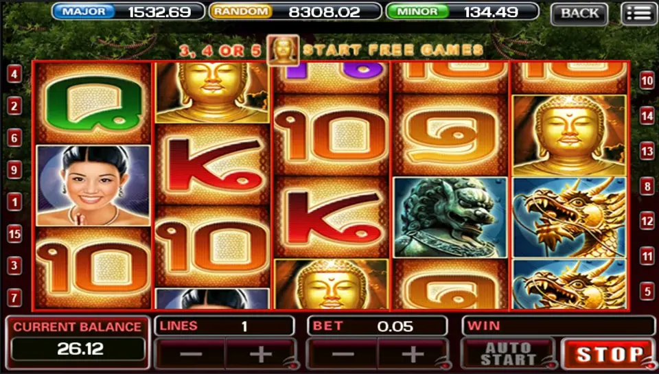 Thai Temple winning combination highlighted on the reels