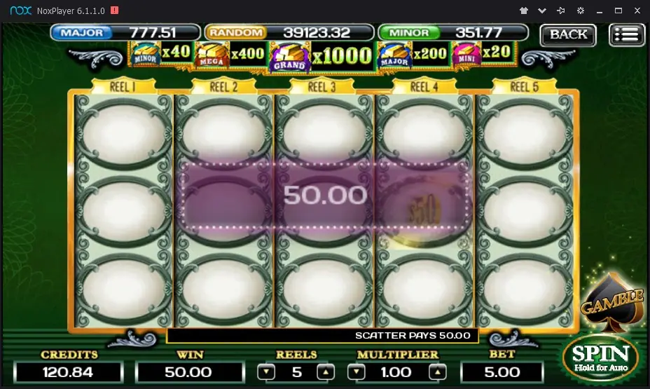 The Green Machine Deluxe paytable and jackpot information screen