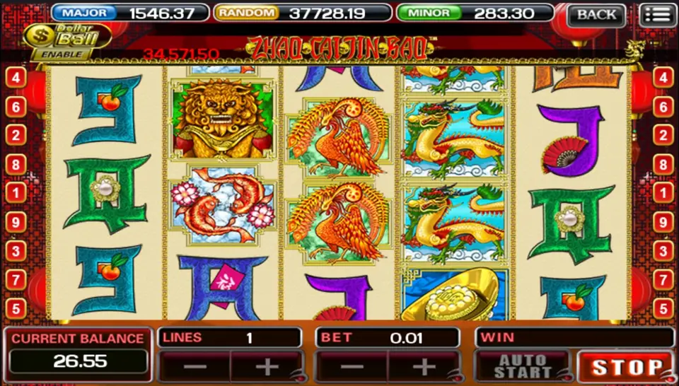 Koi fish, dragon and guardian lion symbols in Zhao Cai Jin Bao