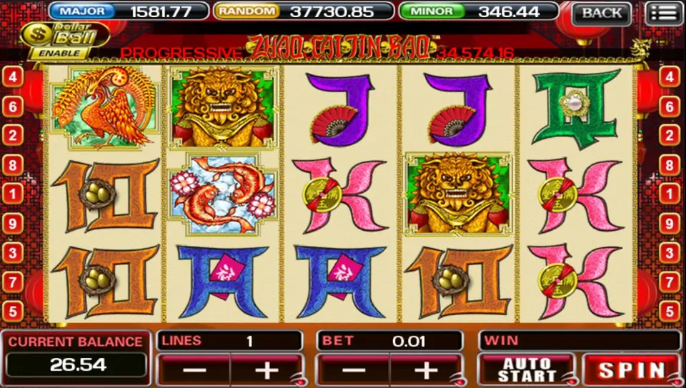 Zhao Cai Jin Bao paytable with symbol values