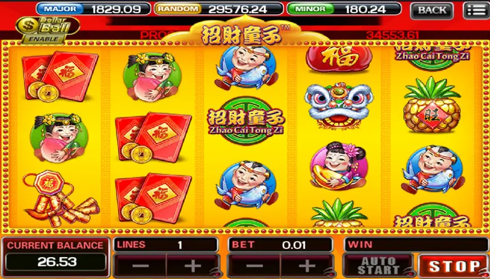 Zhao Cai Tong Zi paytable showing symbol payouts