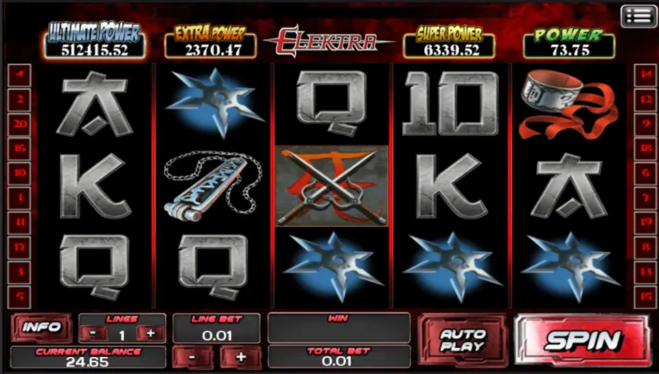 Elektra character artwork above the slot reels