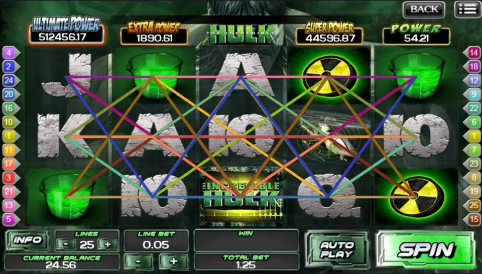 The Incredible Hulk slot with the green Hulk beside the reels