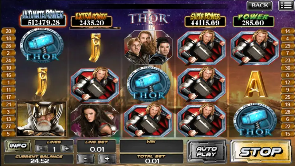 Thor slot main reels with Norse god and hammer symbols