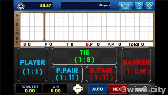 Baccarat Black side bet area showing pair and Egalite bets