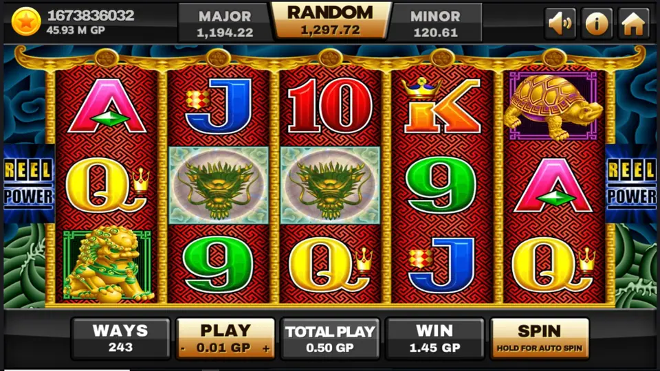 5 Dragons paytable showing dragon and coin symbols