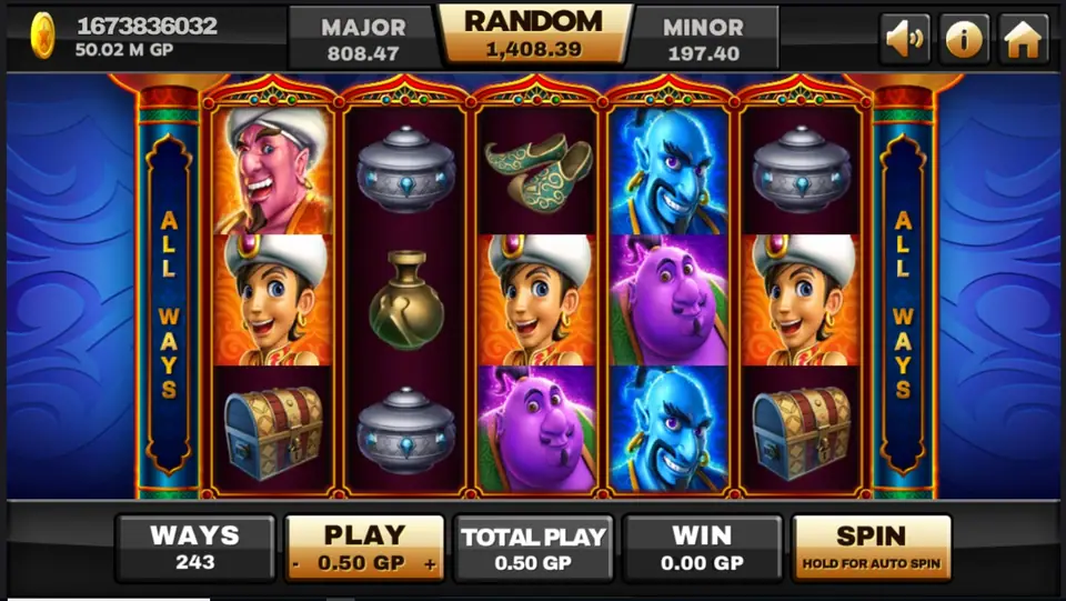 Aladdin slot reels on Joker123 with the genie and magic lamp