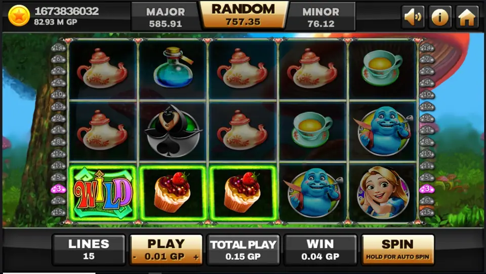 Sticky expanding wilds during the Alice free spins