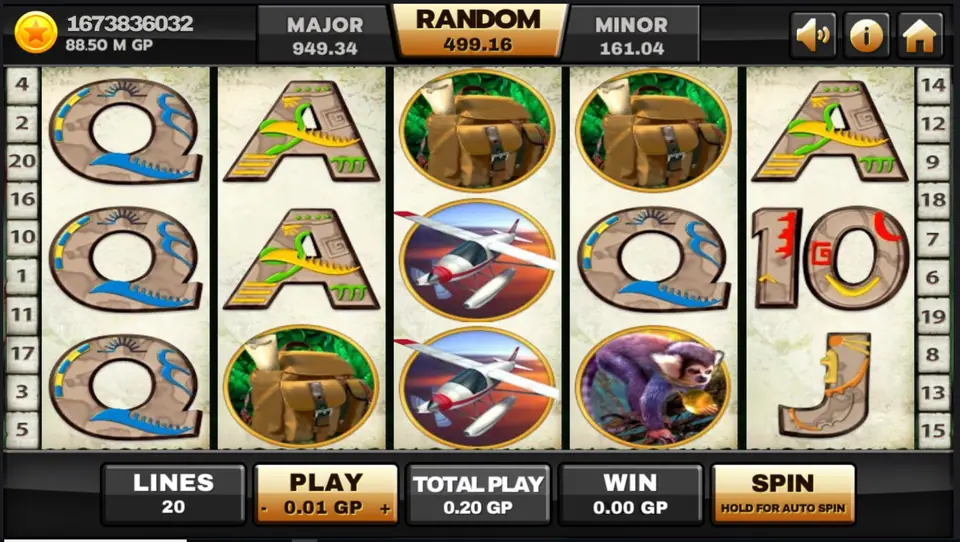 Azteca slot reels on Joker123 with Aztec temple symbols