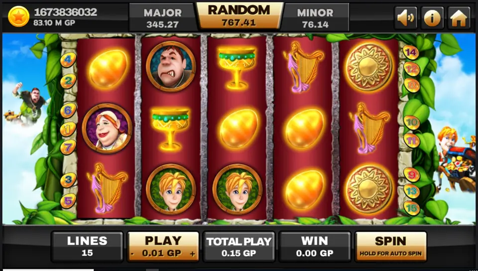 Beanstalk slot reels on Joker123 with Jack and the giant's castle