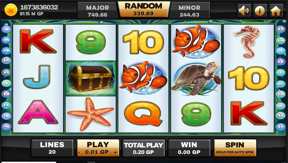 Dolphin Reef slot reels on Joker123 with an underwater reef