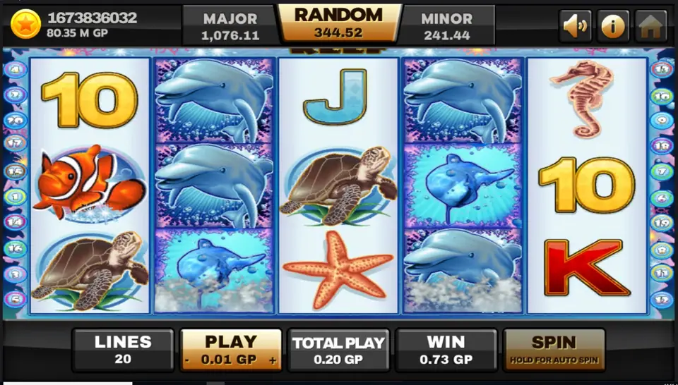 Dolphin Reef base game reels on Joker123