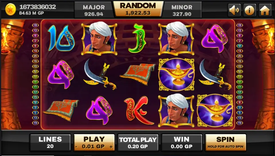 Millionaire Genie slot on Joker123 with the genie above the five reels
