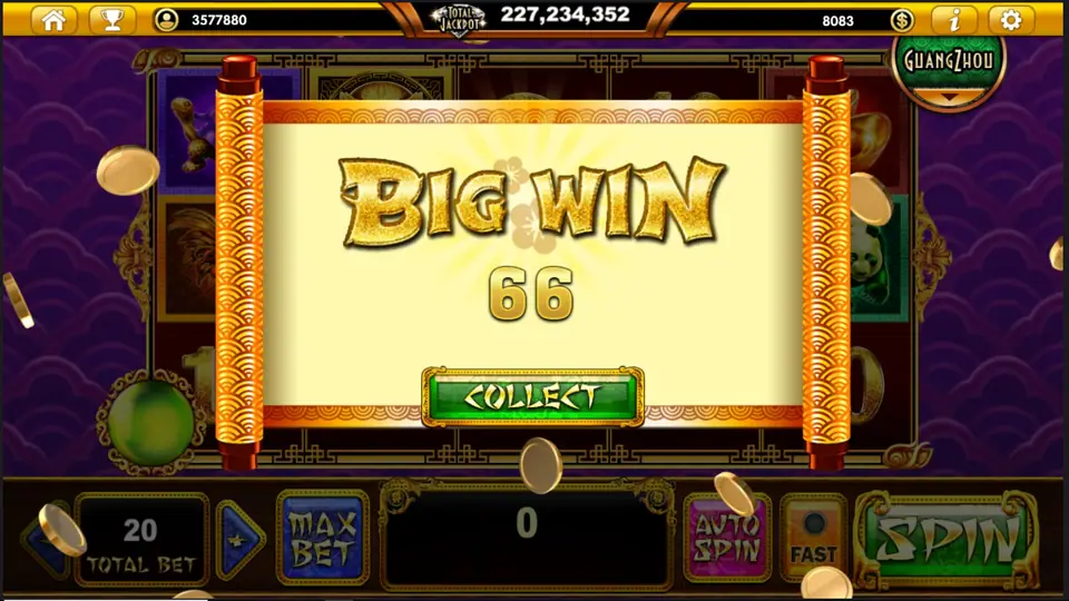 Age of Golden Ape paytable with tiger, panda and gold bowl values
