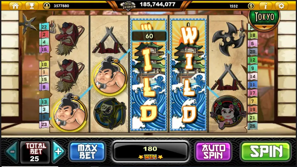 Samurai mask jackpot symbols on the Samurai Heroes reels