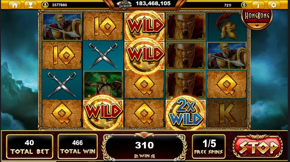 Bet settings panel in Sparta's Legacy on Live22