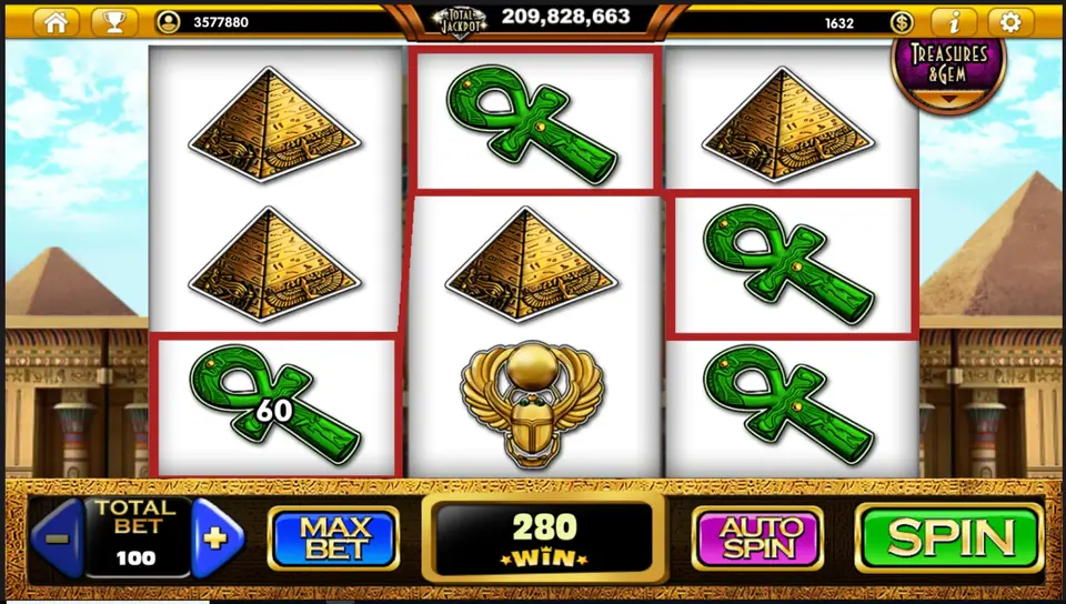 Double-height Anubis symbol on The Lost Gems reels