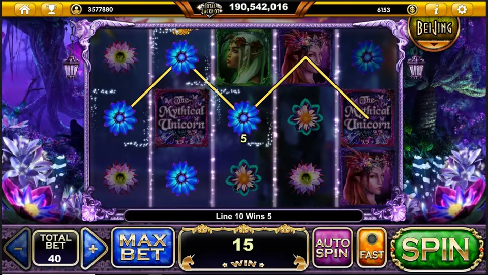 Forest fairy symbols in The Mythical Unicorn paytable