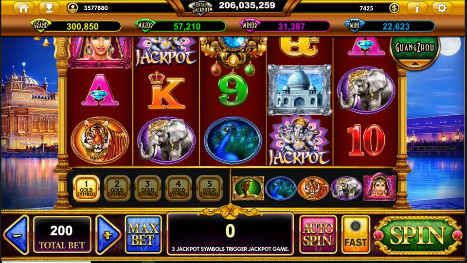 The Taj Majestic slot reels on Live22 with palace symbols