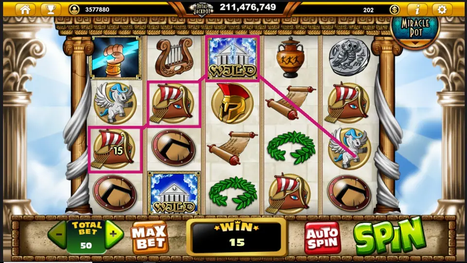 Zeus D'Mighty win on a payline with Pegasus symbols