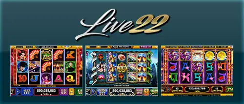 Live22 casino products banner with slot games