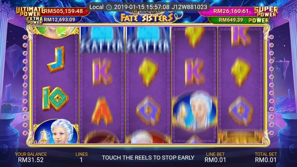 Fate Sisters 5x4 jackpot game grid with hidden symbols