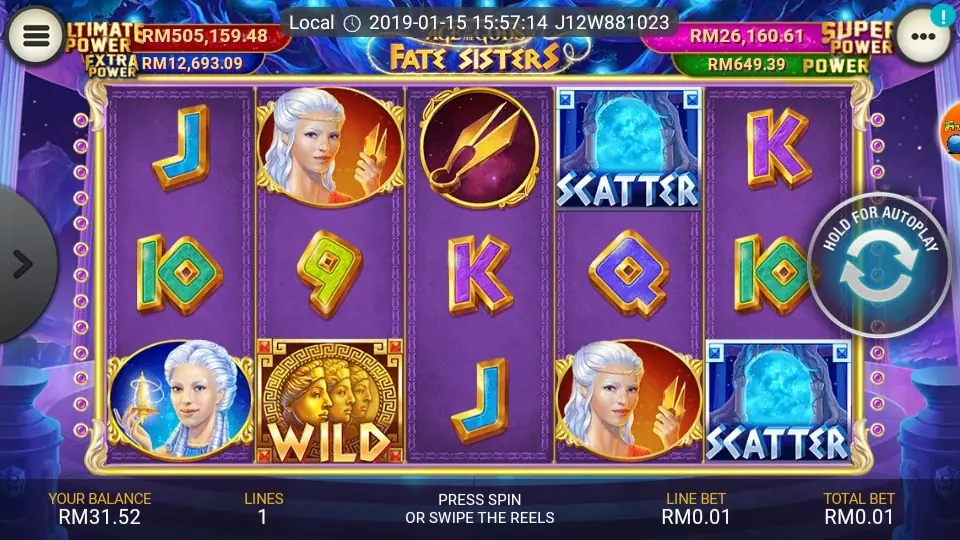 Three matching jackpot symbols revealed in the Fate Sisters bonus