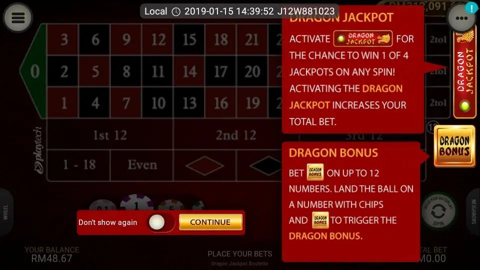 Dragon Jackpot roulette wheel with a golden dragon above the table