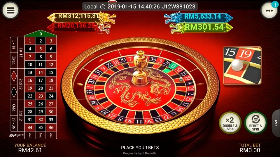 Four Dragon Jackpot levels displayed above the wheel