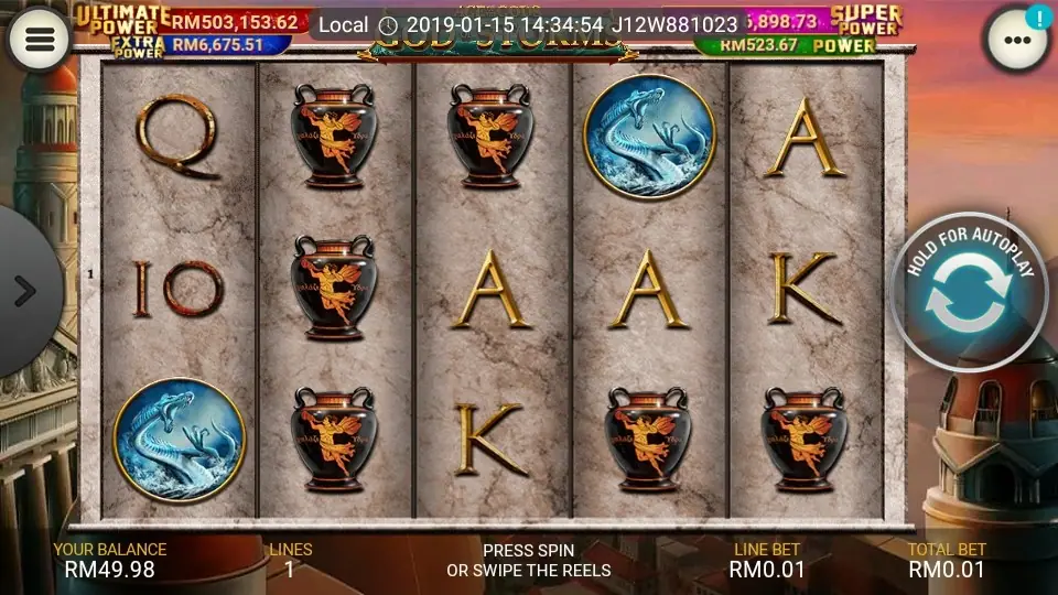 God of Storm progressive jackpot values on screen