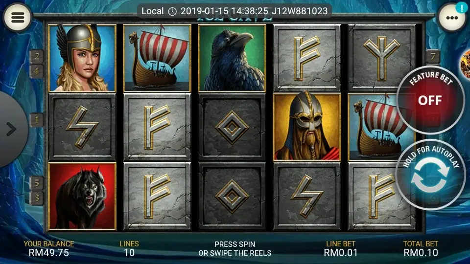 Ice Cave reels with Jarl, Valkyrie and Fenrir symbols in view