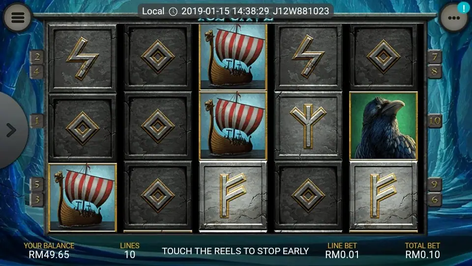 Ice Cave paytable screen showing the Norse character payouts