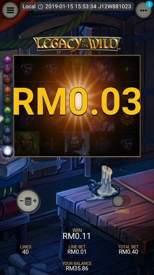 Legacy of the Wild paytable with the five coloured shape symbols